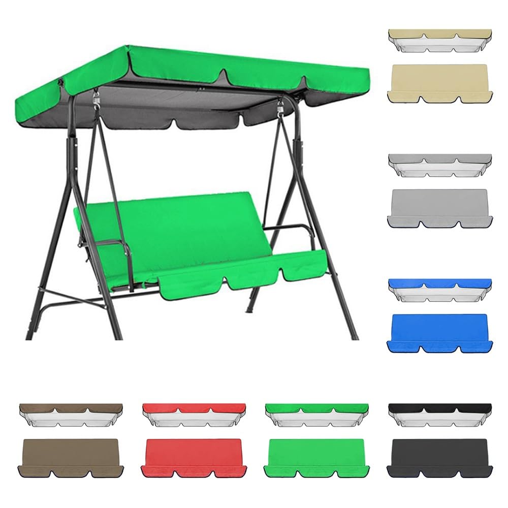 SMCMGECEUZ Swing Canopy Cover Set Porch Swing Replacement Canopy Covers, Patio Swing Seat Covers Waterproof Replacement Canopy Top Cover For Swing Seat(Green,195x125cm(77x49in))