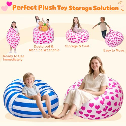 image for Lukeight Stuffed Animal Storage Bean Bag Chair Cover - Premium Velvet 