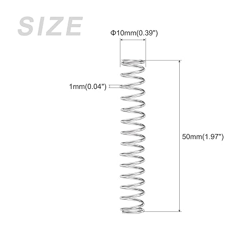 Miniatura 118 de METALLIXITY Resortes de compresión (0.031 x 0.315 in de diámetro exterior, 1.969 in de longitud libre) 20 unidades, resorte de extensión de acero