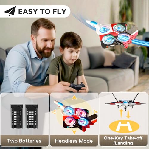 Image of 4DRC Foam Remote Control Airplanes RC Planes with 1080P Camera for Kids Adults 8-16, RC Airplane Fighter Jet with Light,Gravity Control, Auto-Follow, Trajectory Flight, One Key Take Off Easy to Fly