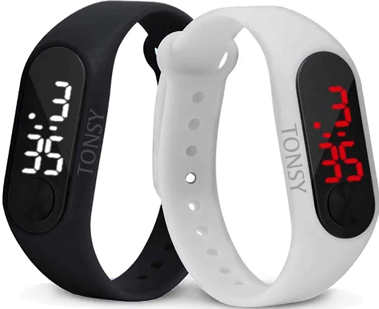 TONSY SS Collection LED Kids Combo Digital Unisex Watches(Black Dial Black And White Colored Strap)-SS0151 (B07PYPVQ22) Amazon Price History, Amazon Price Tracker