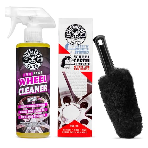 Chemical Guys Two Face Wheel Cleaner, Color Changing Wheel Cleaner, Safe for Cars, Trucks, SUVs, Motorcycles, RVs & More, 16 fl oz + ACC_B01 Gerbil Wheel and Rim Brush (2 Items) - image 1