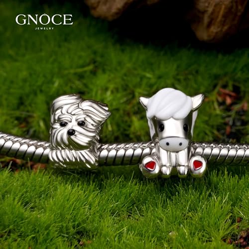 Image of GNOCE Pet Dog Bowl Bead Charm For Women, S925 Sterling Silver Bead Charm NecklaceBracelet for Her, Jewelry Gift