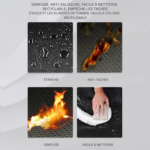 Tapis pour sous grill résistant à la chaleur et imperméable