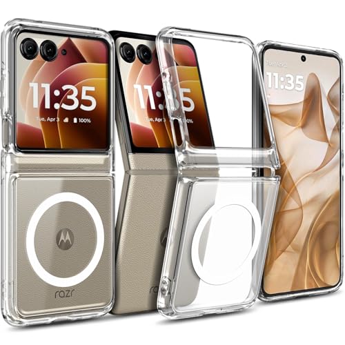 YZB Magnetic for Motorola Razr 2026/2025/2024 Case, Crystal Clear | Compatible with MagSafe | Slim Fit Lightweight & Flexible Non-Slip Shockproof Protection, Hard PC Back with TPU Bumper
