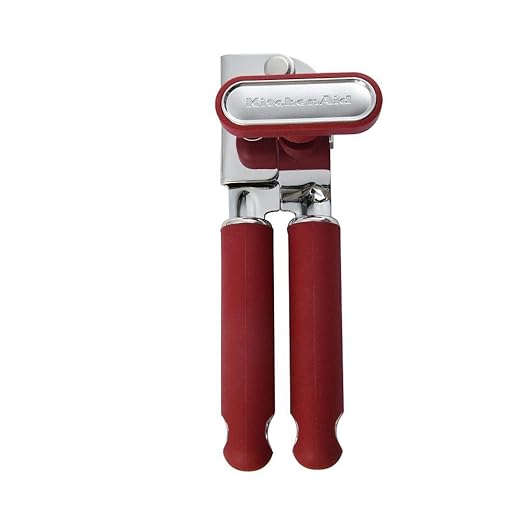 KitchenAid Classic Multifunction Can Opener and Bottle Opener Easy to Use, Razor Sharp Stainless Steel Cutting Wheel, Soft Ergonomic Handles, Soft Red