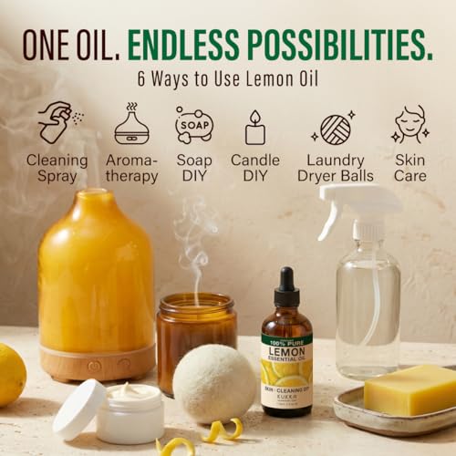 Image of 100% Pure Lemon Oil - 4 Fl Oz Lemon Essential Oil for Hair, Skin, Diffuser, Aromatherapy & DIY Soap Making Scent