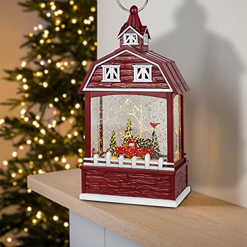 Image of Eldnacele Red Truck Musical Snow Globe Lantern with 6H Timer