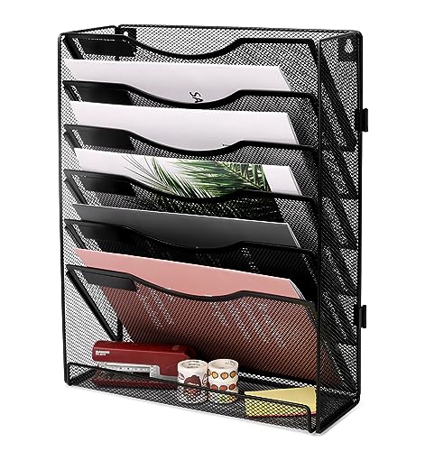 EasyPAG Wall File Holder Organizer 7 Tier Mesh Hanging Wall