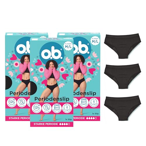 o.b. Periodenslip Größe M/L, wiederverwendbare Periodenunterwäsche bei starker Periode, Menstruationsunterwäsche für bis zu 12 Stunden Auslaufschutz, auch erhältlich in den Größen XS/S, XL/XXL