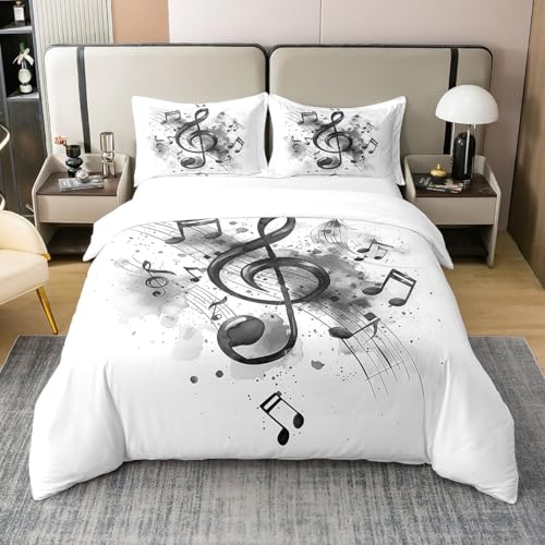 Housse de couette 220x240 musique coton parure de lit notes concerto - 2