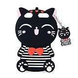 Mulafnxal Black Strip Cat Case for iPod Touch 5 6 5th 6th,3D Soft Silicone Cases,Cute Cartoon Animal Fun Cover,Kawaii Character Girls Kids Cool Protective Protector,Shockproof Rubber Shell for iPod6 5