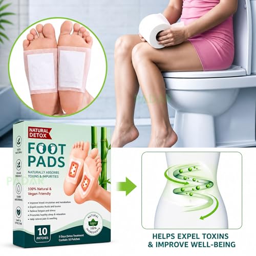Image of Herbal Detox Foot Pads (Pack of 10) | Natural Bamboo Vinegar Foot Patch for Relaxation & Sleep Support | Gentle Herbal Ingredients for Daily Wellness, Foot Care & Comfort | Easy Overnight Use