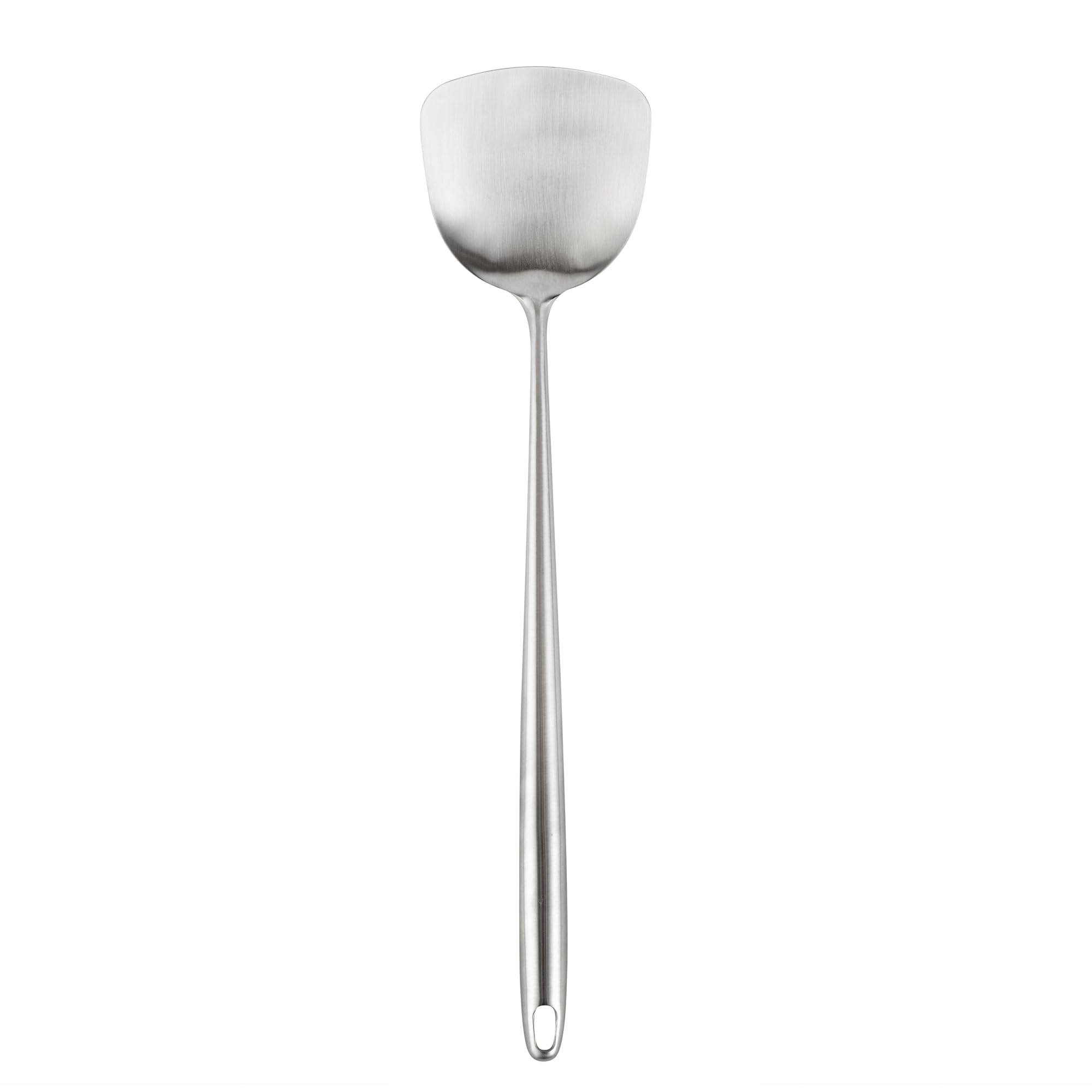 Restaurantware - Motomori - Espátula de wok de 17 pulgadas, 1 volteador de cocina ancho, agujero para colgar, mango extralargo, espátula de cocina china de acero inoxidable 304, apta para