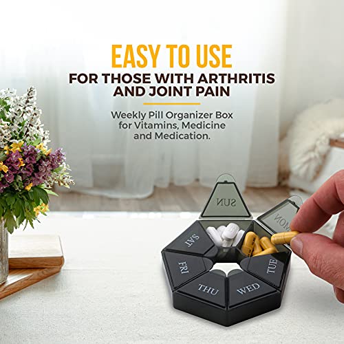 Weekly Pill Organizer 2 Pack 7 Day Pill Container Compact Portable Arthritis Travel Case Daily Compartment Pill Box For Supplements Medicines Vitamins