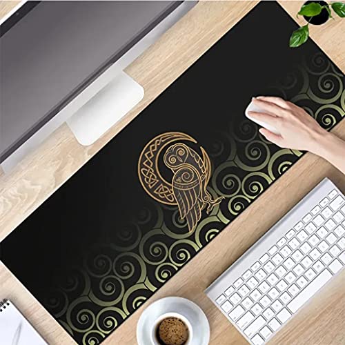 Tapis de souris chouette celtique en caoutchouc durable et design lune unique pour ordinateur
