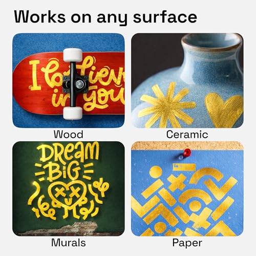 Image of ARTISTRO 5 Gold Paint Pen for Rock, Glass, Ceramic, Wood, Tire, Fabric, Metal, Canvas, Marking, Painting - Set of 5 Acrylic Paint Markers Water-based - Jumbo Tip