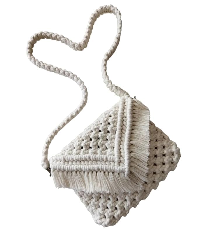 faiza decor Women And Girls Macrame Cotton Boho Shoulder Bag, Modern Bag For Shopping, Walking, And Casual Use- Size: Width 10 X Length 8 Inch Off White Color (B0DG5MQN4J) Amazon Price History, Amazon Price Tracker
