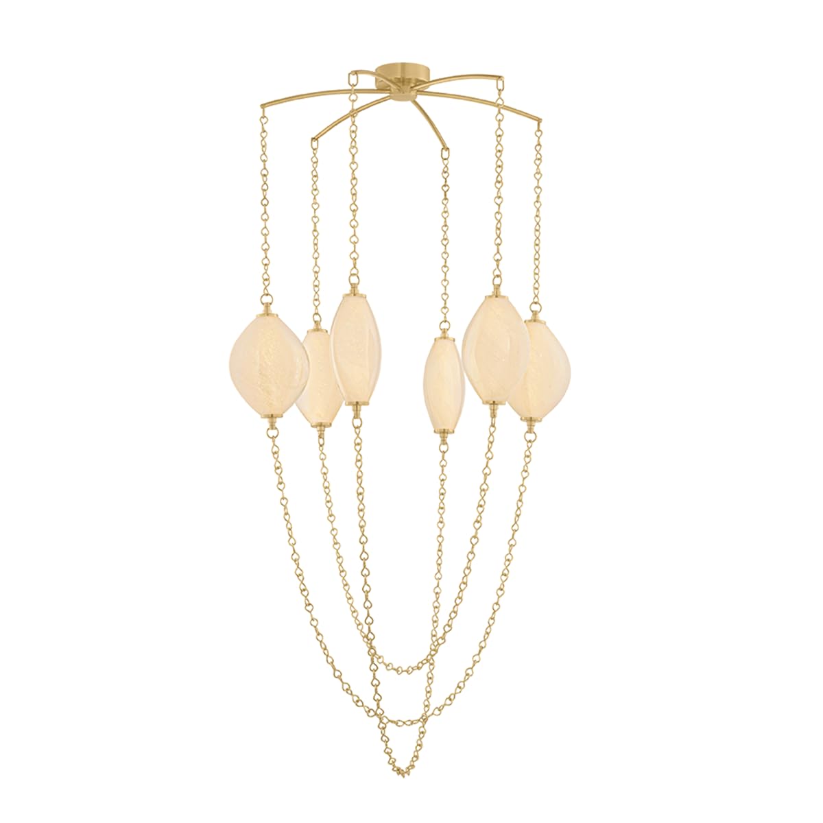 Positano 6-Light Chandelier | Vogue & Modern Style | Vintage Brass Finish | Made of Steel & Glass | Damp-Rated for Bathroom Use | Adjustable Hang Height 45-91" | -VB by Corbett