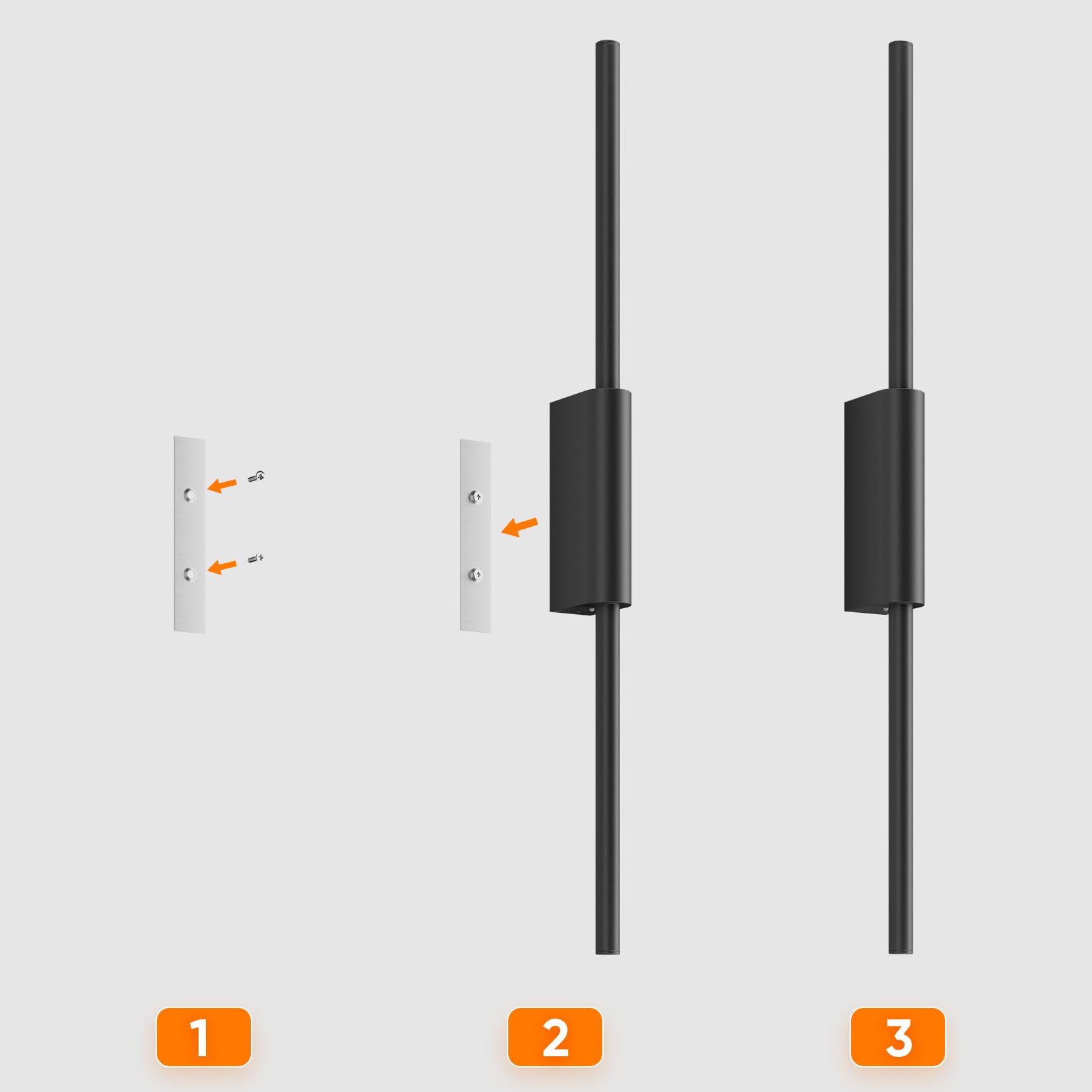 2 Stück LED Innen-Wandleuchte mit Akku Schwarz, Touch, Fernbedienung mit Timer & Schalter 60cm 7W, dimmbare batteriebetriebene Wandlampe für Wohnzimmer, Schlafzimmer und Flur