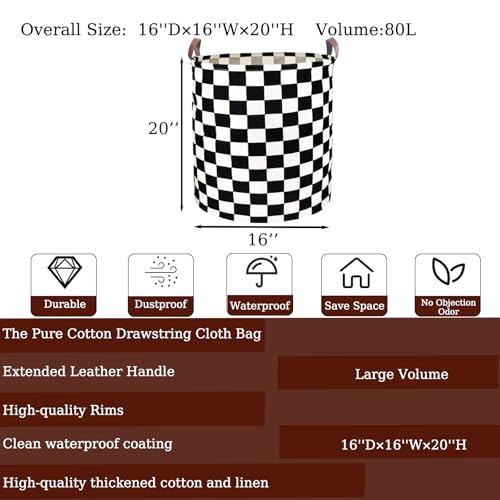 Image of Waterproof Laundry Hamper Collapsible Laundry Basket Leather Handle Laundry Bag Large Clothes Storage Toy Organization for Bathroom Bedroom Laundryroom College Dorms (Hege-002)