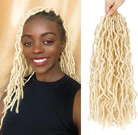 Blonde Faux Locs Crochet Hair For Black Women-613 Soft Locs 14 Inch 8 Packs Crochet Locs Goddess Locs Crochet Hair Pre Looped Braiding Hair Extensions (14 Inch (Pack of 8), 613)