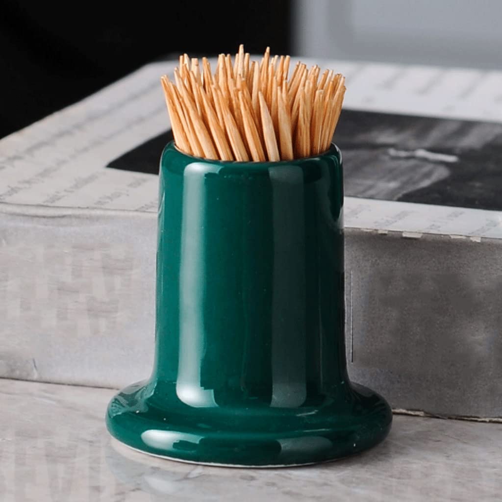 Joli porte-cure-dents en céramique avec couvercle - Distributeur pratique pour cure-dents de cuisine et restaurant - Blanc