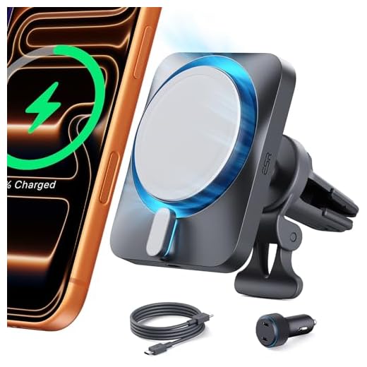 ESR for 15W MagSafe Car Mount Charger with CryoBoost, Made for Apple-Certified, for MagSafe Car Charger, Magnetic Wireless Car Charger for iPhone 15/14/13/12, Fast Charging, Phone-Cooling Charger