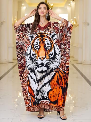 Chunoy Women V Neck Kaftan Dresses Kimono Sleeve Casual Beach Bathing Cover Up Dress4