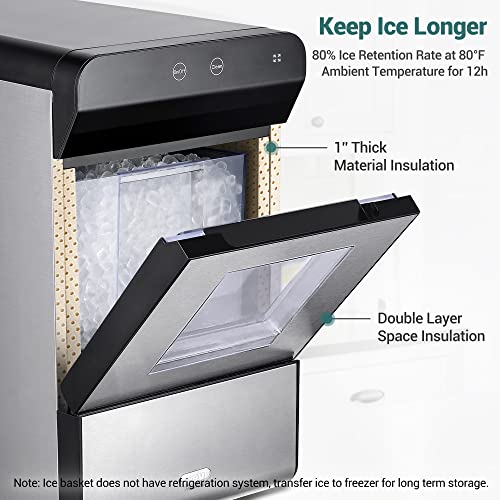 Gevi Household V2.0 Countertop Nugget Ice Maker With Viewing Window | Self Cleaning Pellet Ice Machine | Open And Pour Water Refill | Stainless Steel Housing | Fit Perfectly Under Wall Cabinet | Black #TOP4