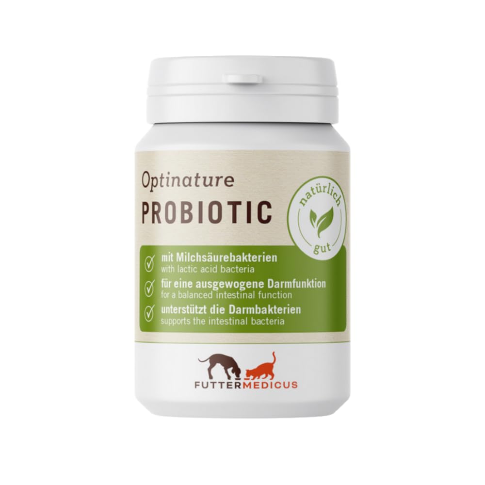 Optinature Probiotic | 120 Cápsulas | Complemento alimenticio para perros y gatos | Para apoyar el tracto gastrointestinal | Rico en bacterias del ácido láctico