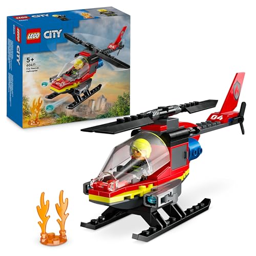 LEGO City Elicottero dei Pompieri, Veicolo Giocattolo da Costruire con 2 Elementi Lancia-Acqua e Minifigure del Pilota...