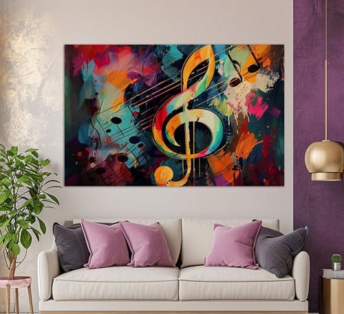 Affiche musicale colorée clé de sol, idée cadeau idéale pour passionnés de musique
