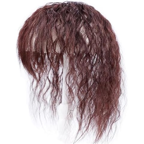 YAIRYANGTZE Yair Yangtze 10" Curly Real Human Hair Topper Wiglet Clip in Hairpieces with Bangs for Women (Dark Brown) Cover