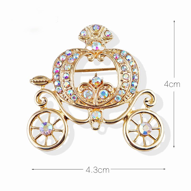 Image of 2Pcs Pumpkin Carriage Brooch Simple Sweater Scarf Shawl Buckle Pin Dress Jewelry Party Accessory For Women