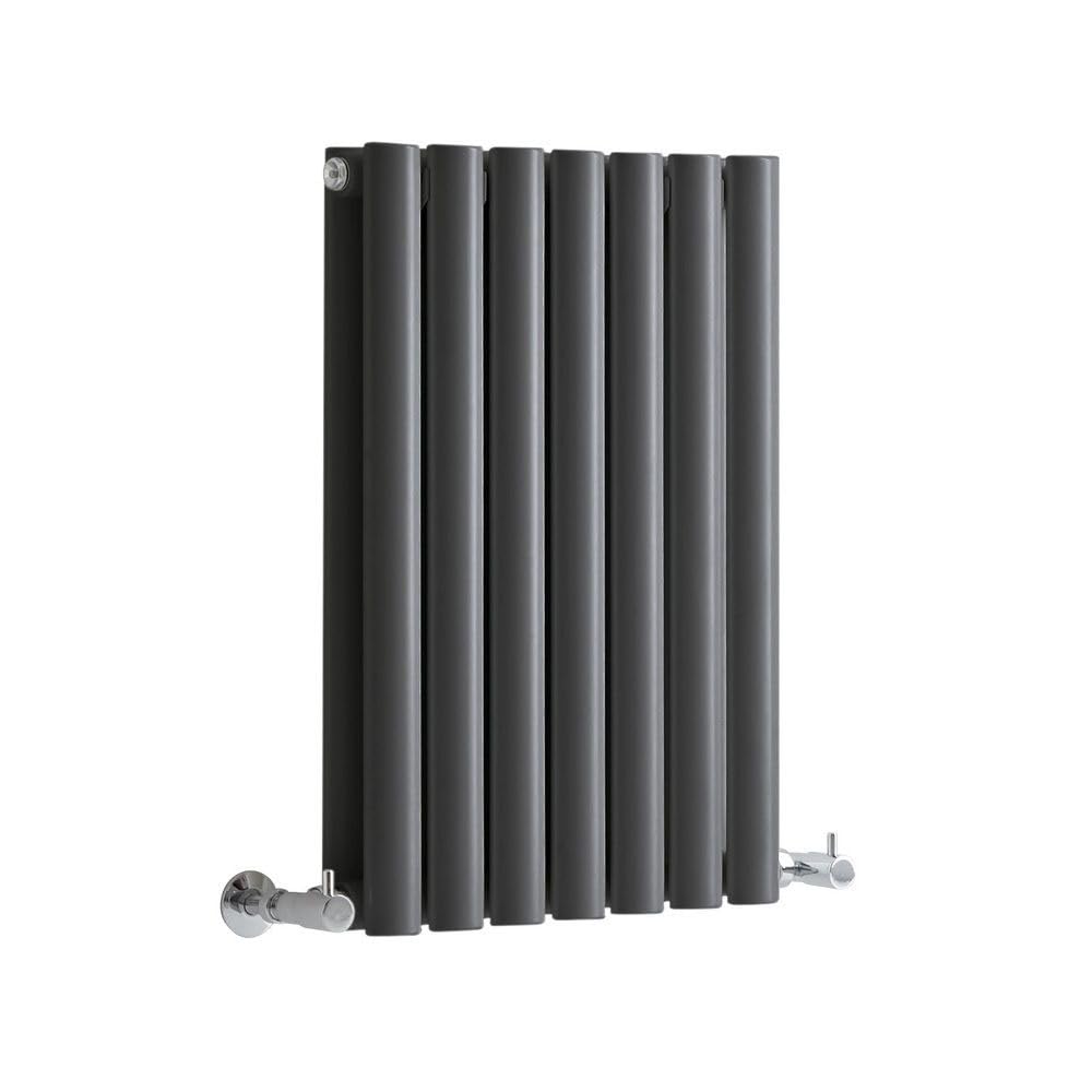 Milano Anthracite Horizontal Double Oval Panel Radiator - 595 X 413Mm