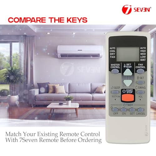 Image of 7SEVEN Compatible with O General AC Remote Control AR-JE6 Model 23S Suitable for 1 1.5 2 Ton Spilt OG Air Conditioner - Match Key by Key Exactly with Existing Remote Function