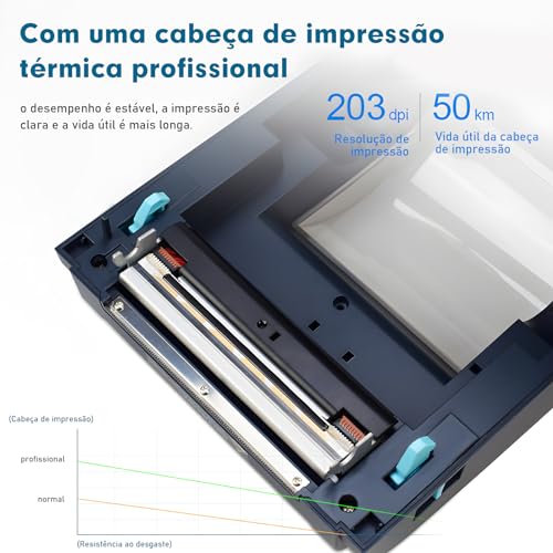 Impressora Termica Portatil para Recibos e Documentos, Não Fiscal, Impressão de Códigos de Barras e