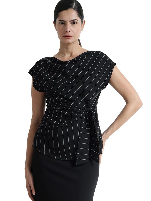 fablestreet Women Stretchable Tie-up Top | Round Neck Short Sleeve Realxed Fit Top for Outings-picture-30