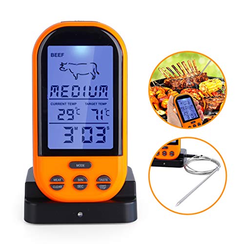 Allinthebox Wireless Meat Thermometer, BBQ Grill Waterproof Digital Cooking Food Thermometer Smart Remote Meat Grill Thermometers for Cooking, Barbeque, Smoker, Grilling, Oven, BBQ Kitchen
