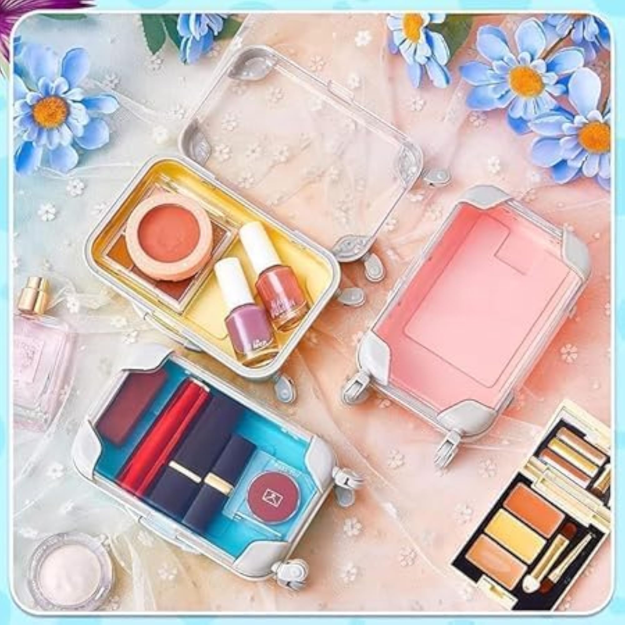 Mini Suitcase Eyelashes Box, Rolling Trolley Design