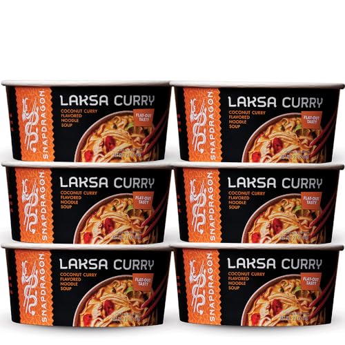 Image of Snapdragon Laksa Curry Instant Noodle Bowls | Coconut Curry Flavor with Rice Noodles | Gluten-Free | No MSG Added | 2.1 oz (6 Pack)