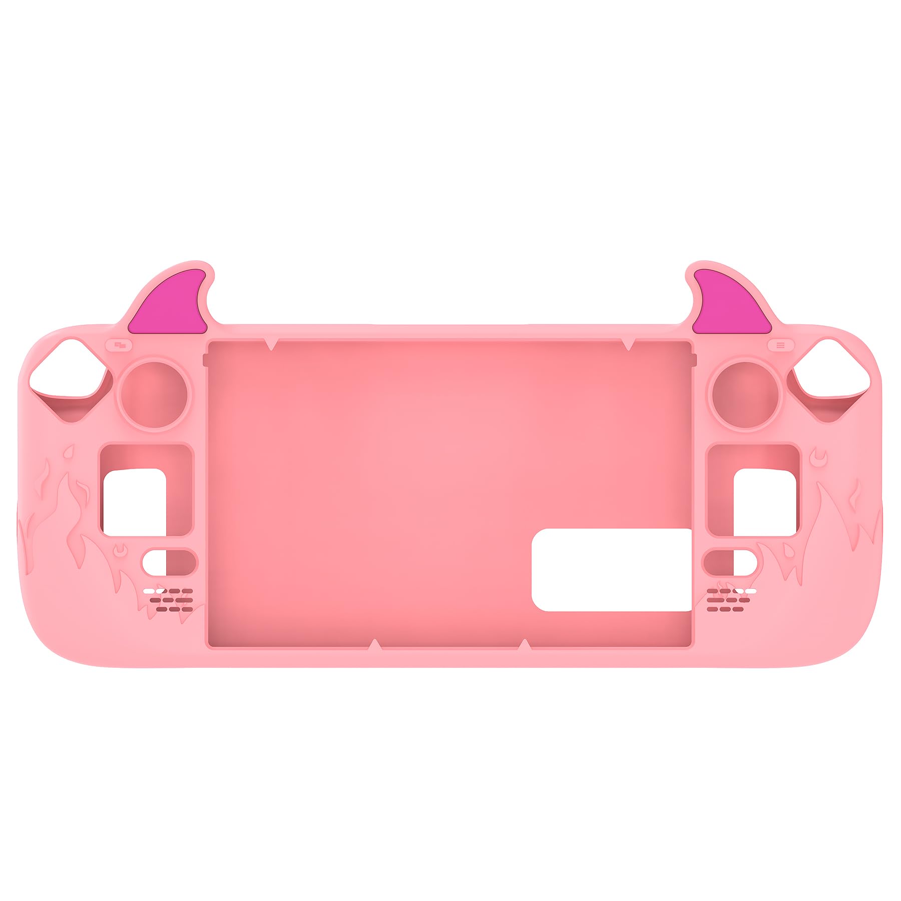 PlayVital Coque pour Steam Deck OLED/Steam Deck Cover avec Caouchon Joystick & Boutons & Trackpads Stickers,Antichoc Antidérapant Anti-Collision Grip Case Silicone-Rose,Cute Demon
