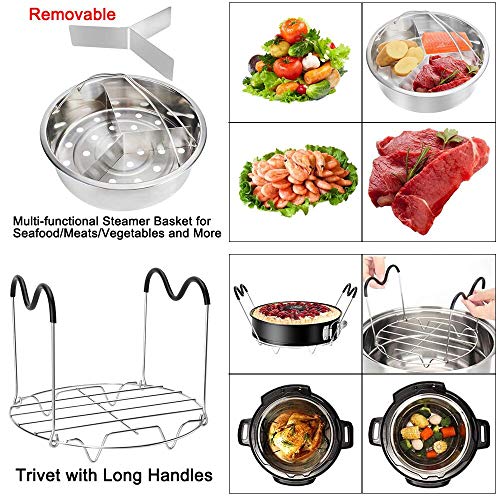 Instant Pot Accessories Set, 73 PCS Instant Pot Accessories Compatible with 5,6,8Qt - 60 Pcs Parchment Papers, 2 Steamer Baskets, Non-stick Springform Pan, Egg Rack, Egg Bites Mold, Kitchen Tong, Dish