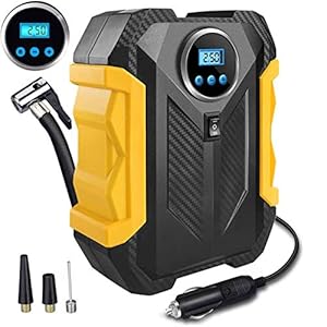 Farsaw Digital Tyre Inflator Portable Air Compressor,DC 12V Air Inflator Pump with Backlit LCD for Car Tyres, Bicycles…