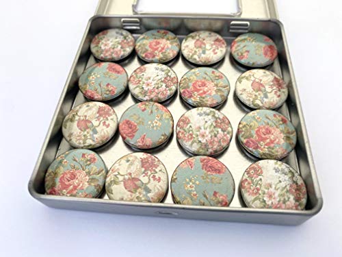 Vintage Look Floral 16 Magnet Set