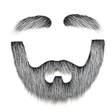 DIY Self Adhesive Fake Beard and Eyebrow Set Material Novelty Mustaches for Costume and Halloween Festival Party(Gray with White(Mustache and Eyebrow))