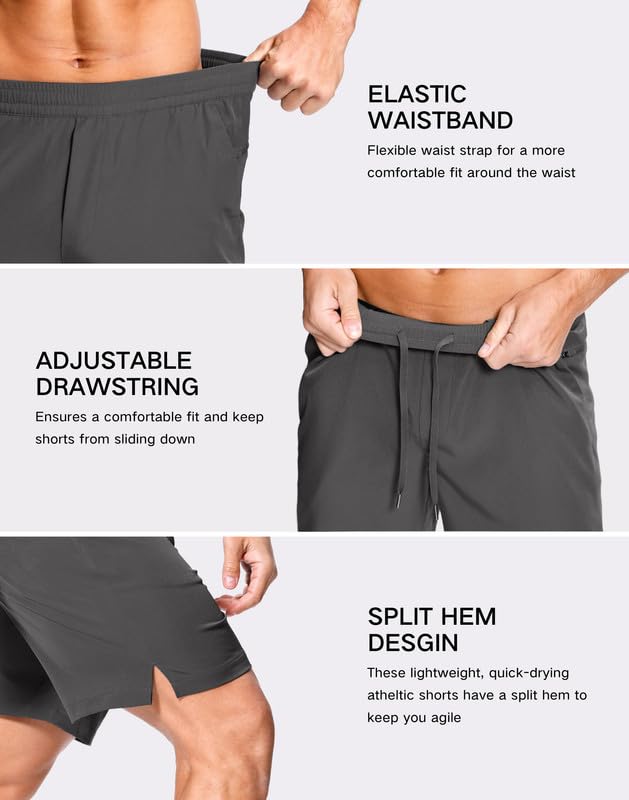 Image of GGJ Men's Lightweight Athletic Shorts with 2 Zipper Pockets 7 inch /9 inch /5 inch Gym Workout Running Quick Dry Tennis Shorts for Men