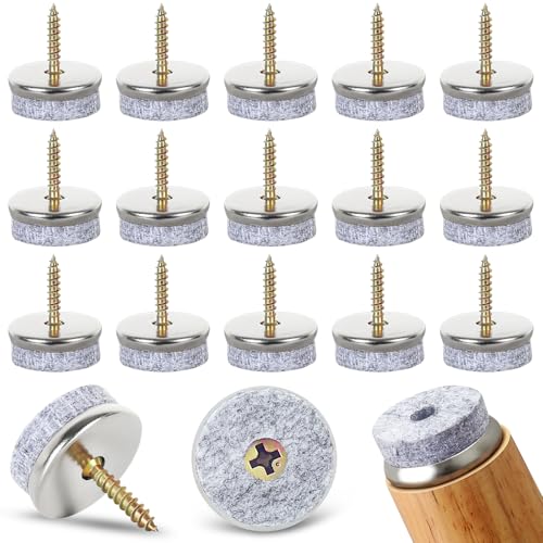 Gucass 50 Stück Filzgleiter Schrauben, Ø 22mm Stuhlgleiter Filzgleiter Nagel Rund, Möbelgleiter Filz mit 5,5 mm Filzstärke, Premium Stuhlbeinschoner Filz für Möbel Stühle Laminat Parkett Fliesen