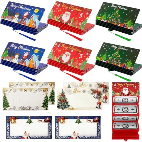 Atsmoce Paquete de 6 soportes para tarjetas de regalo o dinero de Navidad, 10 compartimentos, envoltorio de regalo de Navidad